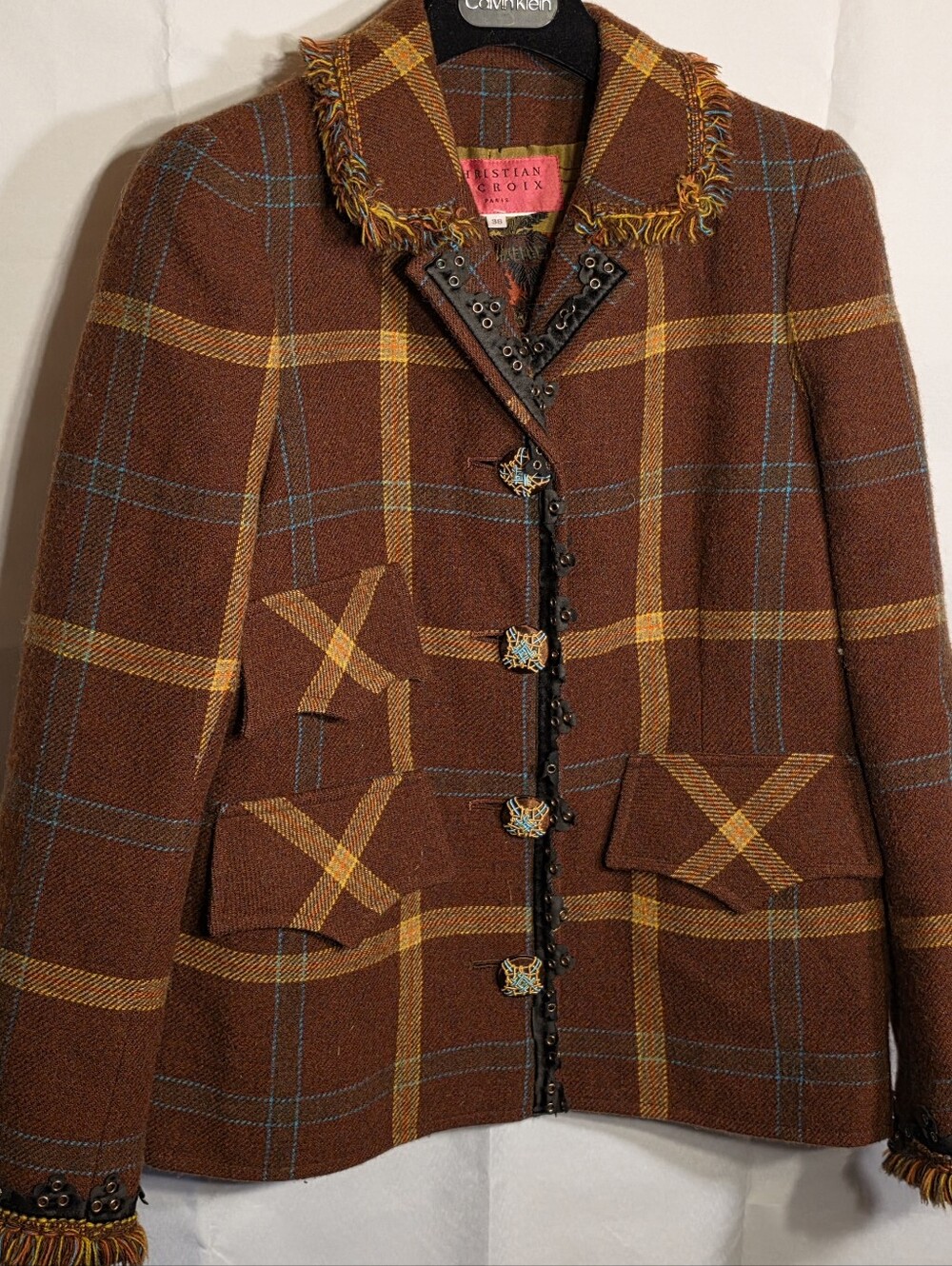 Vintage 90s Christian Lacroix Plaid Blazer Unworn Condition